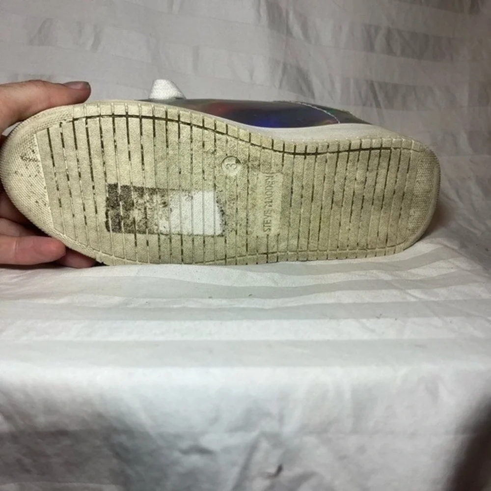 Steve Madden JROCKAWY Kids Holographic Silver Platform Sneakers Size 3M
